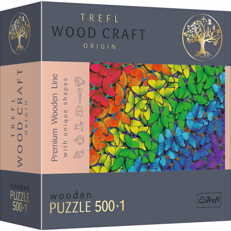 Jocuri si articole copii - Puzzle Trefl din Lemn 500+1 Piese - Fluturașii Colorați