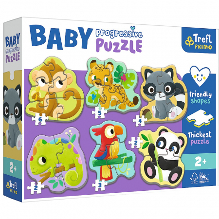 Jocuri si articole copii - Puzzle Trefl Primo Baby Progressive Animalele Exotice