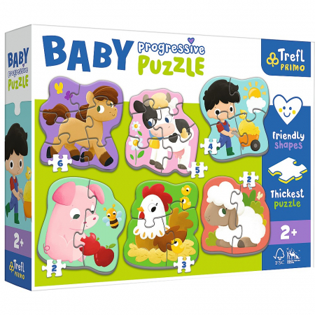 Jocuri si articole copii - Puzzle Trefl Primo Baby Progressive Ferma 