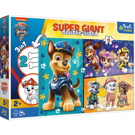 Jocuri si articole copii - Puzzle Trefl Primo Super Giant 15 Patrula Cățelușilor Cățelușii Fericiți 