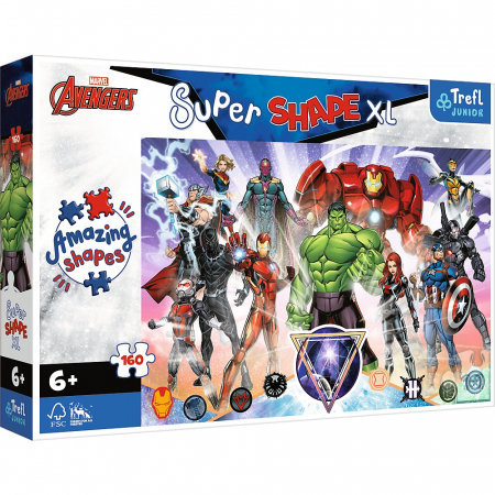 Jocuri si articole copii - Puzzle Trefl Primo Super Shape XXL 160 Avengers Răzbunătorii Curajoși