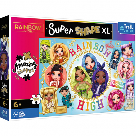 Jocuri si articole copii - Puzzle Trefl Primo Super Shape XXL 160 Rainbow High Prietenele Colorate 