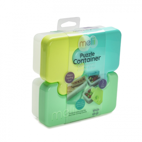 Accesorii hranire bebelusi - Caserola cu 3 compartimente alimente model Puzzle din silicon