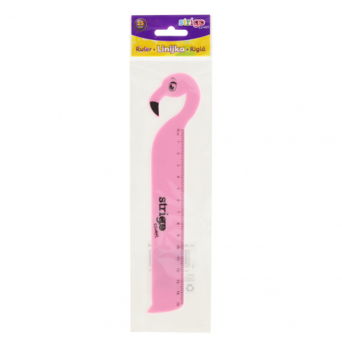 Papetarie & Birotica - Riglă Strigo din Plastic, Flamingo, 15 cm