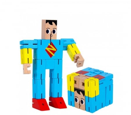 Jucarii de sortat si motricitate - Robot puzzle din lemn