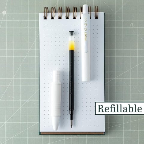 Roller cu gel G-2 Pilot Premium 0.7 mm varf mediu,reincarcabil,corp alb [0]