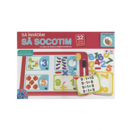 Jocuri si Jucarii Educative - Sa invatam sa socotim cu tabla de scris si numere magnetice cu 32 de carti de joc