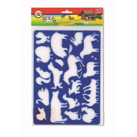 Papetarie & Birotica - Sablon animale de la ferma cu 18 forme,plastic