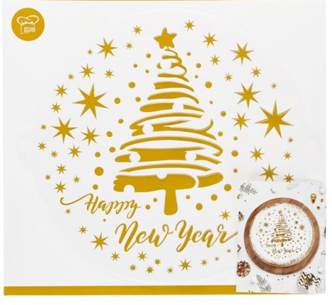 Sablon decorativ mesaj Happy new Year pentru tort,plastic,25 cm [2]