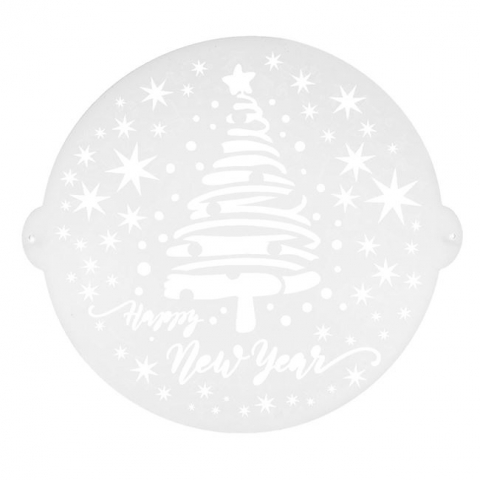 Sablon decorativ mesaj Happy new Year pentru tort,plastic,25 cm [1]