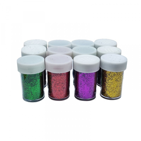 Produse art & craft-Lucru manual - Sclipici pulbere pentru decorare,mix de culori,12 bucati/set