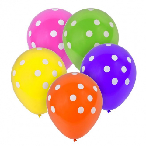 Articole pentru Petrecere - Set 10 baloane pentru Petrecere colorate cu buline - 18 cm