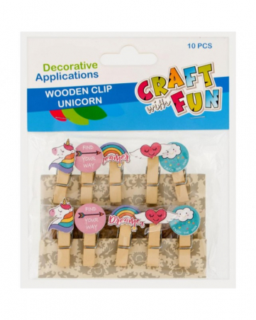 Produse art & craft-Lucru manual - Set 10 carlige din lemn cu unicorn