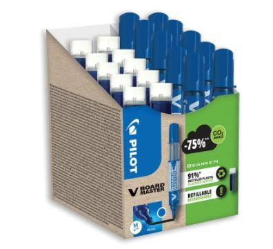 Papetarie & Birotica - Set 10 markere reincarcabile pentru tabla + 10 rezerve Pilot Begreen VBoard 2.3mm, albastru