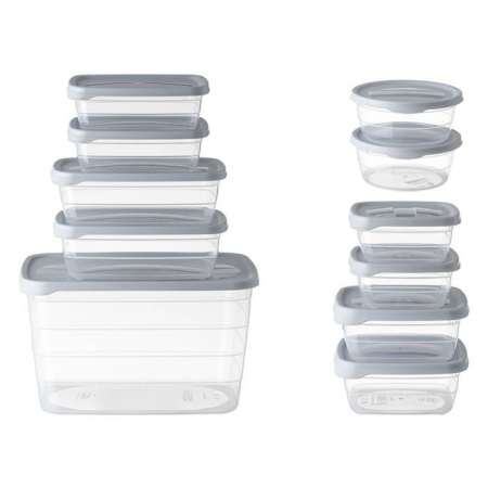Articole Bucatarie - Set 11 caserole cu capac,marimi si forme diferite,plastic,transparent