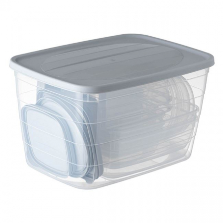 Set 11 caserole cu capac,marimi si forme diferite,plastic,transparent [1]