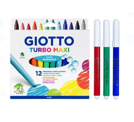 Carioci - Set 12 carioci lavabile cu varf gros