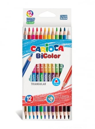 Creioane colorate - Set 12 creioane colorate cu varf subtire si capat dublu
