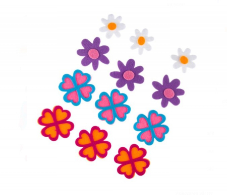 Produse art & craft-Lucru manual - Set 12 floricele din fetru pentru activitati crafts