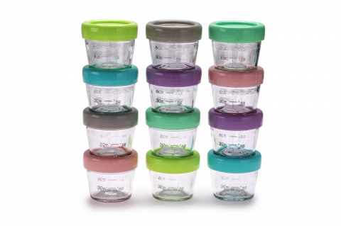 Jocuri si articole copii - Set 12 Recipient Sticla Pentru Hrana Bebe, Melii, 118 Ml