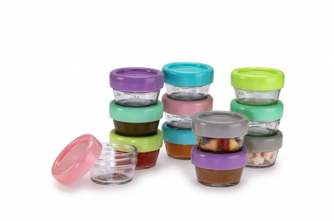 Jocuri si articole copii - Set 12 Recipient Sticla Pentru Hrana Bebe, Melii, 59 Ml