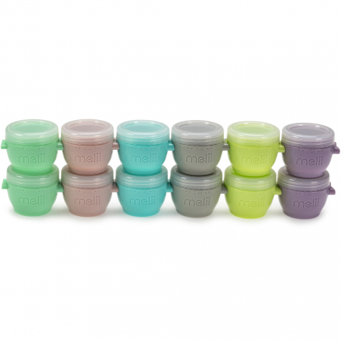 Accesorii hranire bebelusi - Set 12 recipiente din silicon Snap&Go pentru bebelusi,multicolor, 59 ml