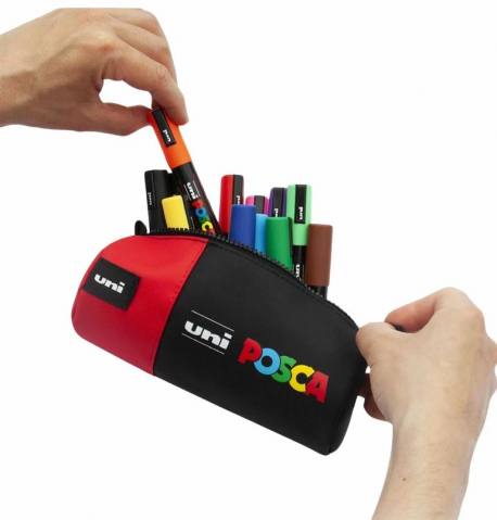 Set 16 markere Posca cu penar cilindric cu fermoar,16 bucati, 6+6+4 / 5M,3M,1M [1]