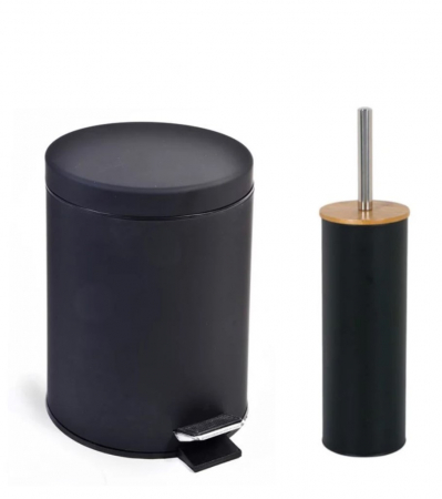Cosuri de gunoi - Set 2 accesorii pentru baie format din cos de gunoi si perie Wc cu suport 