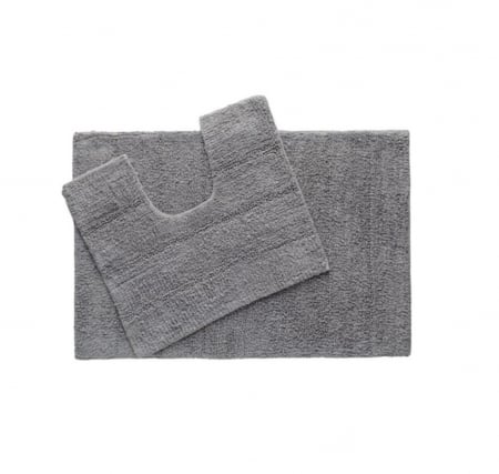 Articole Baie - Set 2 Buc, Covorase de Baie, Bumbac, Gri
