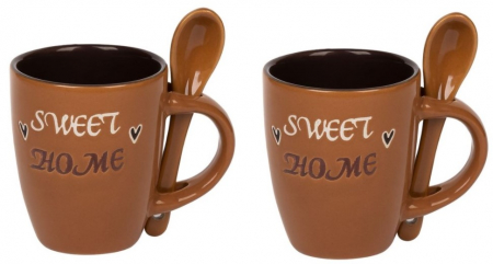 Articole Bucatarie - Set 2 cani cu lingurita pentru cafea