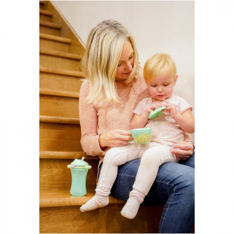 Set 2 cani cu pai Abacus pentru bebelusi Melii,340 ml,albastru-verde [5]