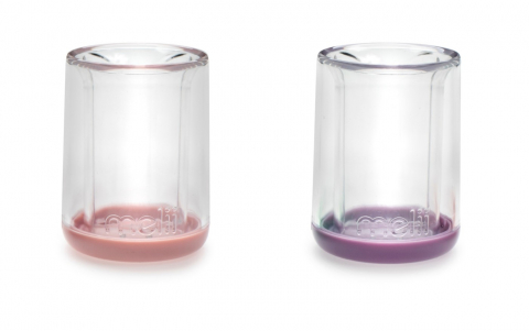 Set 2 pahare pentru copii cu design interior urs Melii,145 ml,roz-mov [2]