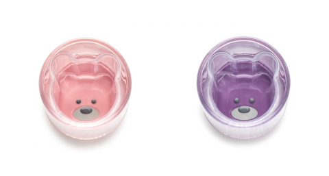 Set 2 pahare pentru copii cu design interior urs Melii,145 ml,roz-mov [1]