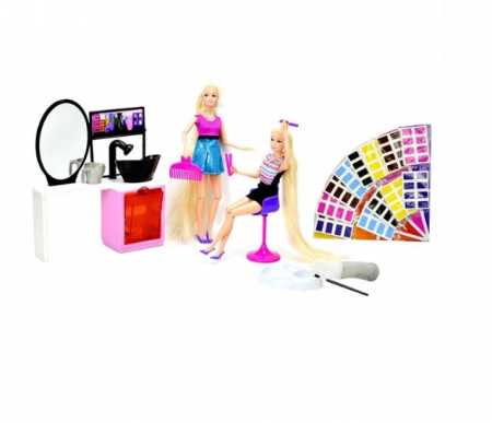 Papusi & accesorii - Set 2 papusi la salonul de coafura cu accesorii incluse