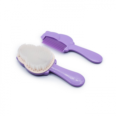 Jocuri si articole copii - SET 2 PIESE PIEPTAN+PERIE BEBE, MELII, MODEL PISICA