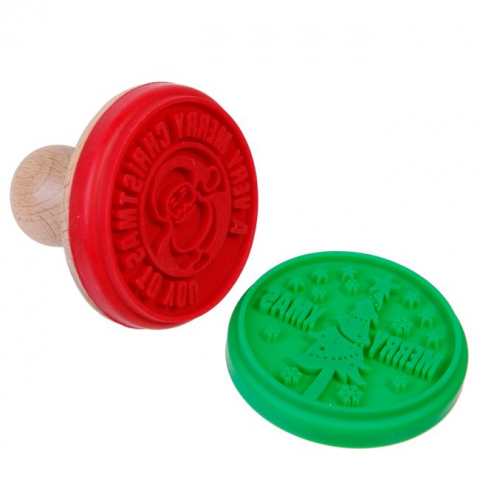 Articole pentru Craciun - Set 2 stampile pentru biscuiti si fursecuri,model Craciun,silicon,6 cm