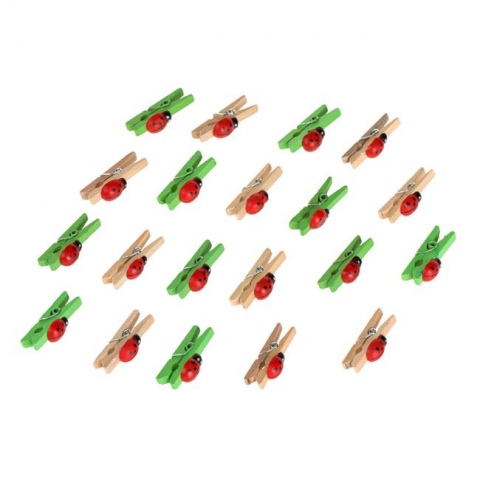 Set 20 carlige din lemn cu buburuze,3 cm [1]