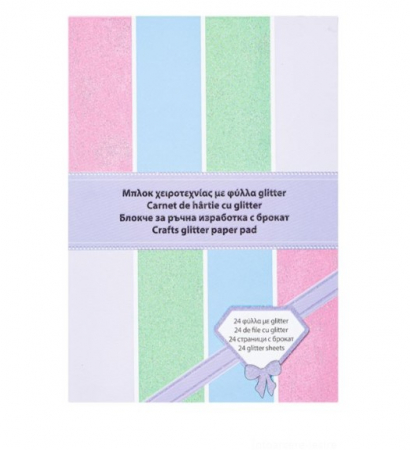 Produse art & craft-Lucru manual - Set 24 coli in culori pastelate glitter pentru activitati crafts
