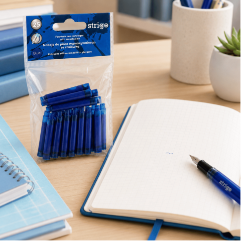 Set 25 rezerve pentru Stiloul cu stergere Strigo cu Cerneală Albastră –  Ștergere prin Fricțiune [2]