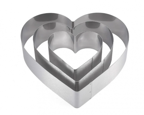 Set 3 forme metalice pentru prajituri, model inima,otel inoxidabil,3 dimensiuni [1]