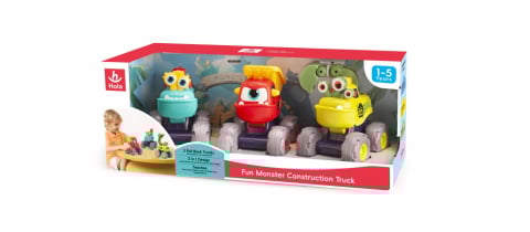 Jucarii de sortat si motricitate - SET 3 MASINUTE DE CONSTRUCTIE MONSTRULETII AMUZANTI CU FRICTIUNE