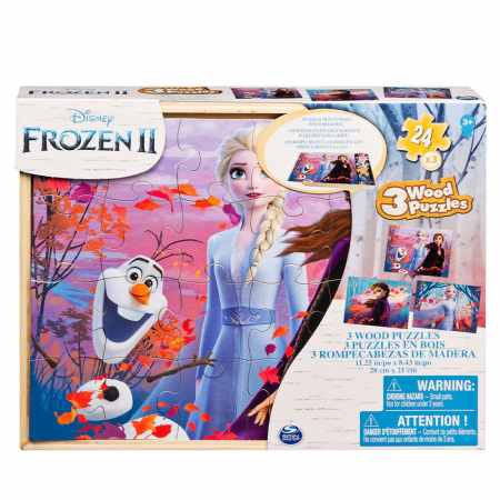 Puzzle copii - Set 3 Puzzle-uri Frozen 2 din Lemn 