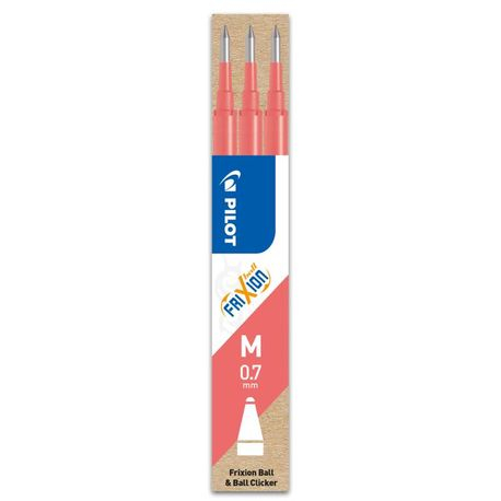 Papetarie & Birotica - Set 3 rezerve roller Frixion Ball Pilot 0.7 mm varf mediu, roz coral