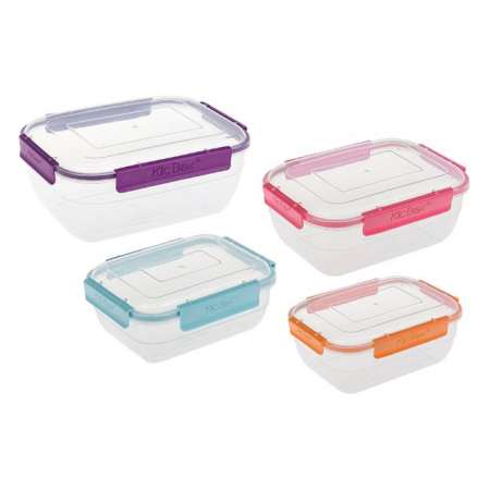 Articole Bucatarie - Set 4 caserole cu capac,4 marimi,plastic,multicolor