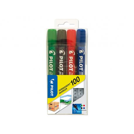 Papetarie & Birotica - Set 4 markere permanente Pilot P100 diverse culori 1.00mm Marker permanent Pilot P100 varf rotund 4.5 mm 4 bucati/set