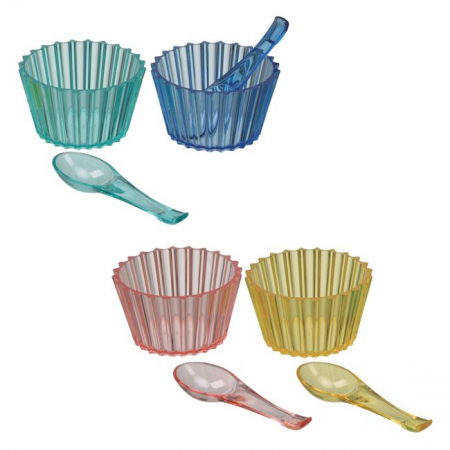 Articole Bucatarie - Set 4 pahare cu lingurita pentru inghetata