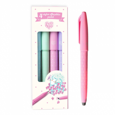 Set 4 pixuri cu radiera culori pastel, Djeco [3]