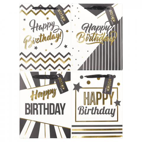 Articole pentru Petrecere - Set 4 Pungi Cadou din Hârtie 18×23×10 cm, 210 gsm