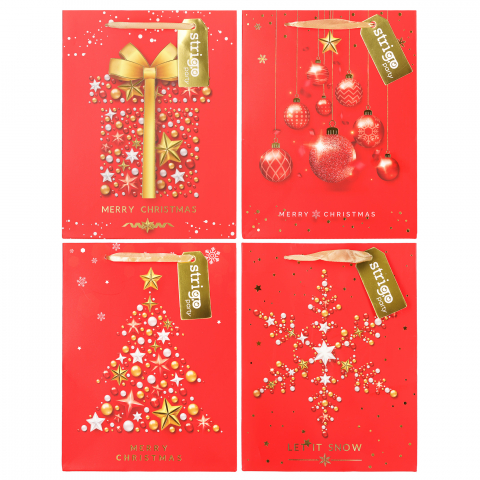 Articole pentru Petrecere - Set 4 Pungi din Hârtie 18×23×10 cm, 210 gsm