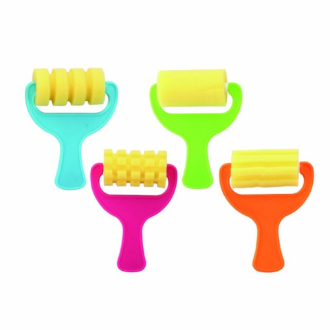 Materiale pentru pictură și desen - Set 4 trafaleti burete Keyroad Baby Line cu maner PVC